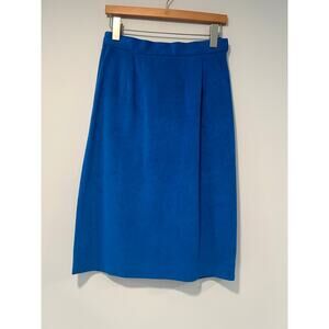 Vintage Samuel Robert Faux Suede Straight Skirt Bold Blue Made in USA Size 10 JL